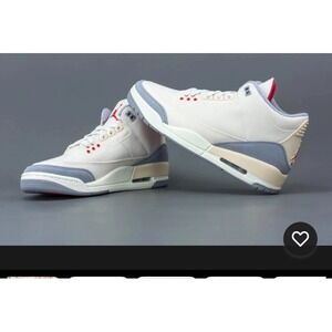 Size 10.5 Nike Air Jordan 3 Retro Muslin Canvas Cement Grey Red DH7139-100